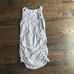 Athleta Heather Gray Tank Top Ruched Ruching Workout Exercise Organic Cotton